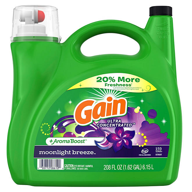 Gain Ultra Concentrated + Aroma Boost Laundry Detergent, Moonlight Breeze (208 fl. oz., 159 loads)