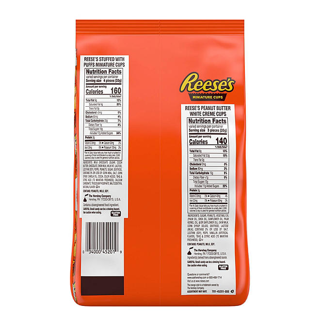 REESE'S Miniatures Chocolate and White Creme Peanut Butter Assortment Cups, Individually Wrapped, Bulk Candy Bag (52.1 oz.)
