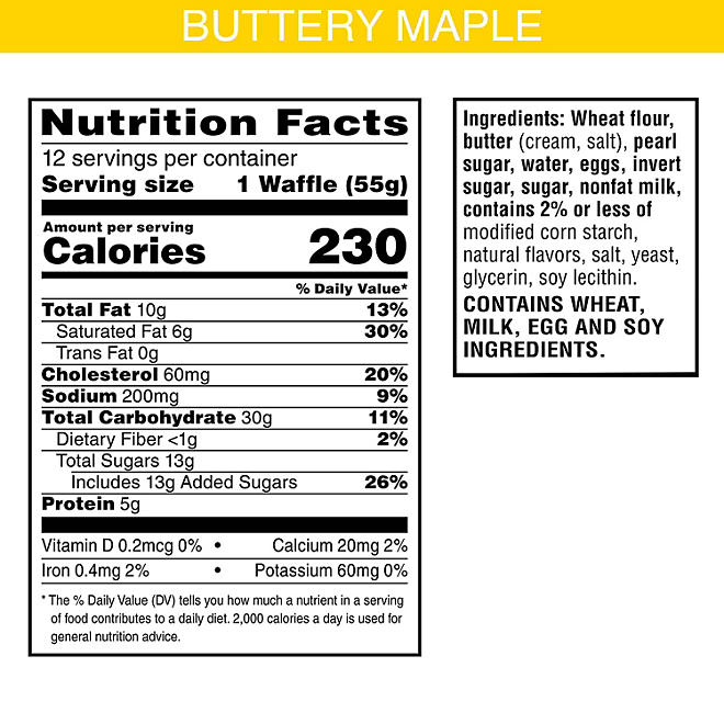 Kellogg's Eggo Waffles, Liege-Style Buttery Maple (12 ct.)