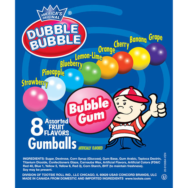 Dubble Bubble 24mm Gumballs Assorted Fruit (17.27lbs.)