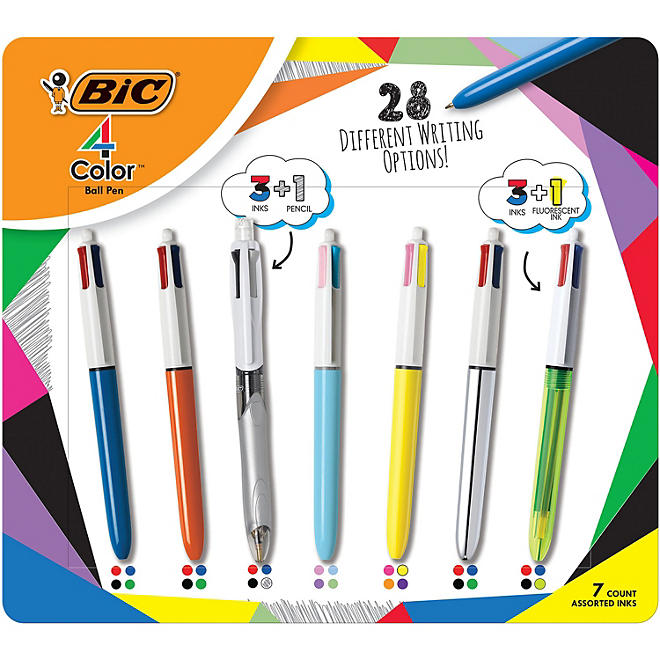 Bic 4-Color Retractable Ballpoint Pen Med Pt. 1.0mm Variety 7 Pack