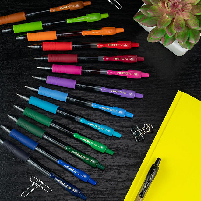 Pilot G2 Retractable Gel Pens, Fine (0.7mm), Assorted, 16 Pack