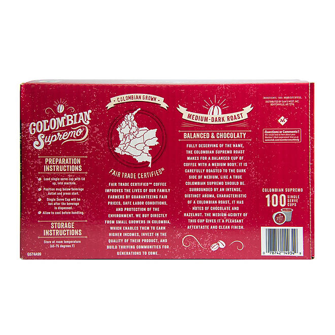 Member's Mark Single-Serve Cups, Colombian Supremo (100 ct.)