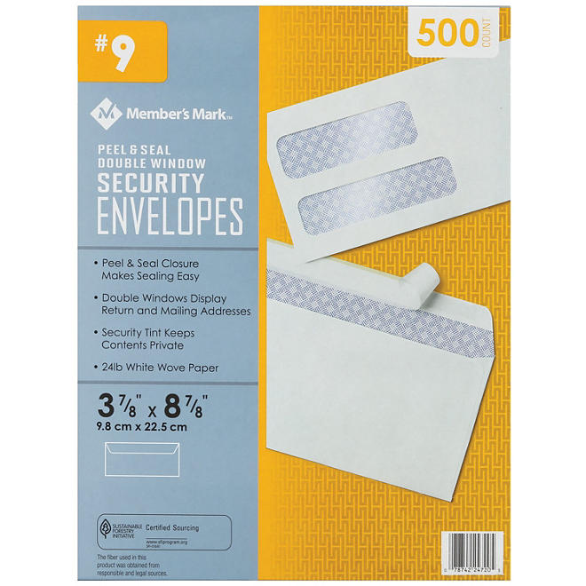 Member's Mark Envelope #9, Double Window (500 ct.)