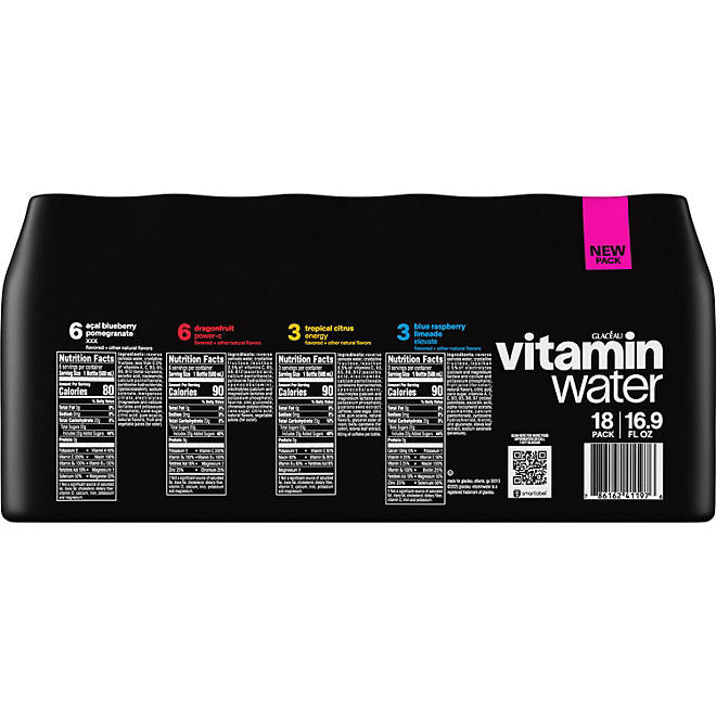 Glaceau Vitaminwater Variety Pack Nutrient Enhanced Water 16.9 fl. oz., 18 pk.