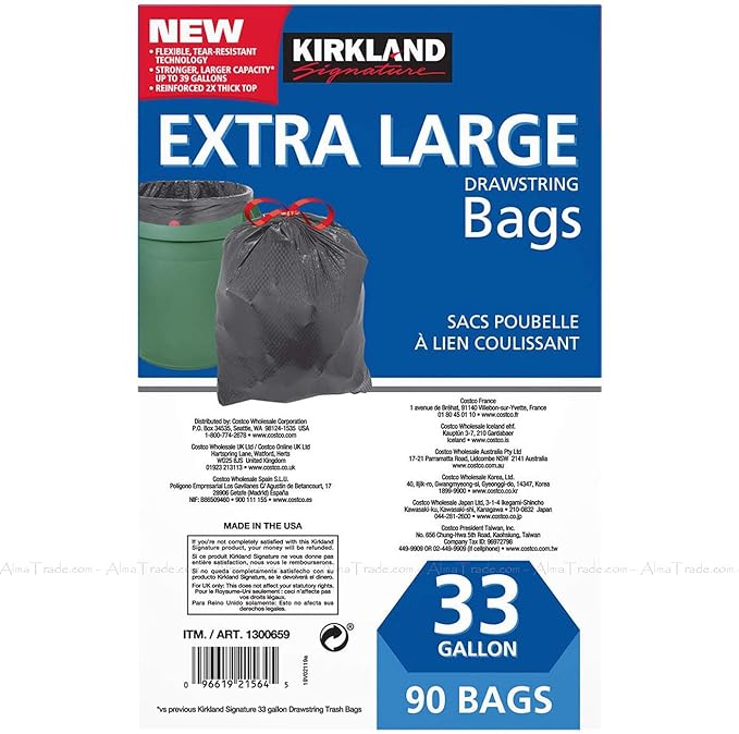 Kirkland Signature Flex-Tech 33-Gallon Trash Bag, 90-count