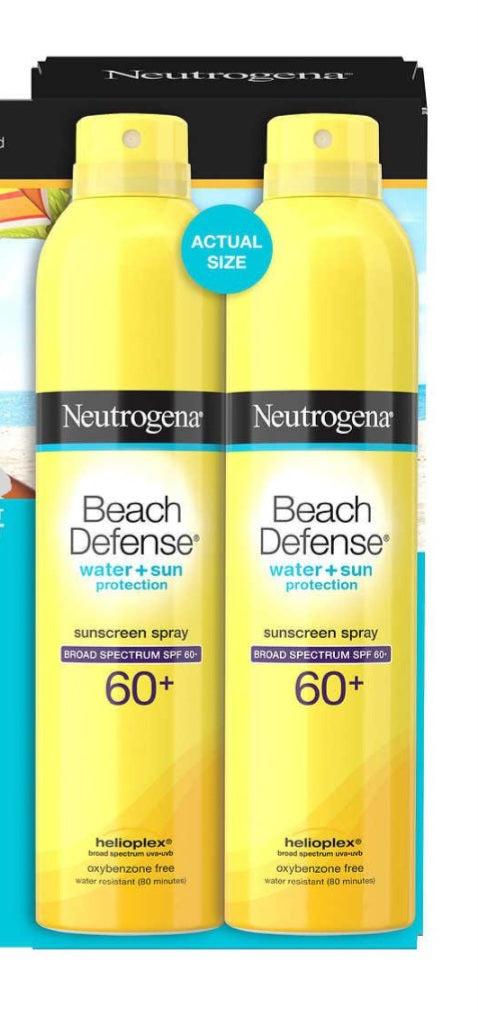 Neutrogena Beach Defense Sunscreen Spray SPF 60+, 8.5 oz 2-pack