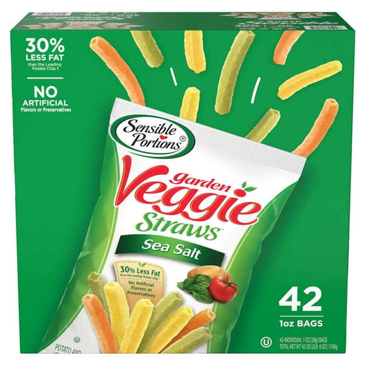 Sensible Portions Garden Veggie Straws, Sea Salt, 1 oz, 42 ct