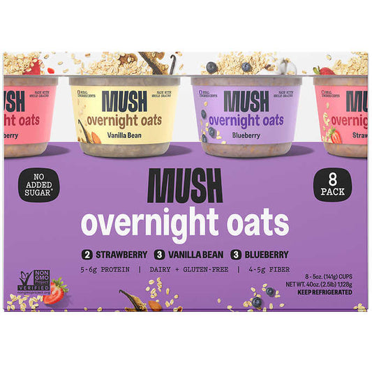MUSH Ready to Eat Oats, Variety Pack, 5 oz, 8 ct