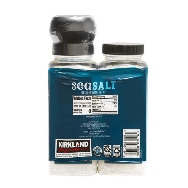 Kirkland Signature Sea Salt, Grinder with Refill, 13 oz, 2 ct