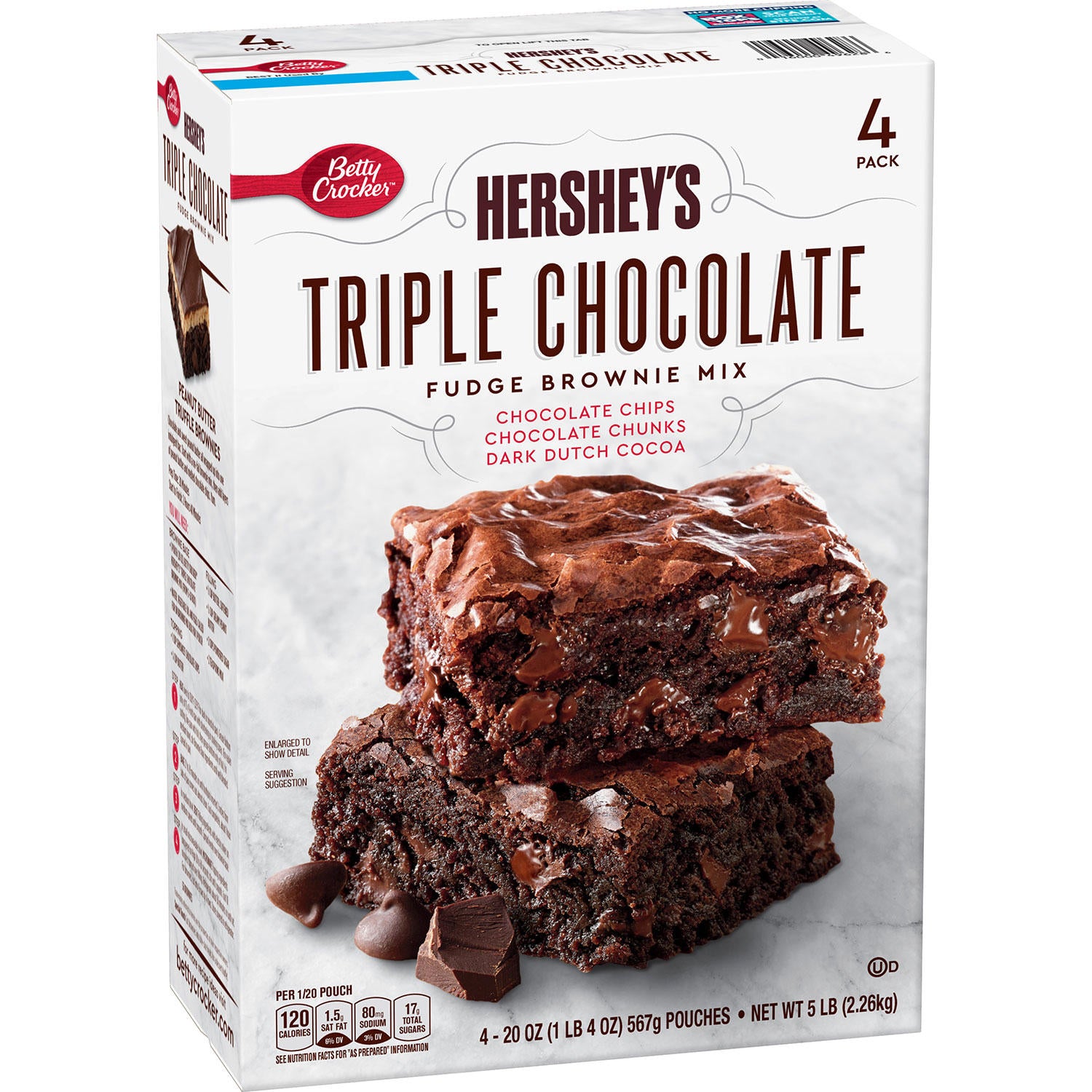 Betty Crocker Hershey's Triple Chocolate Brownie Mix, 20 oz, 4 ct