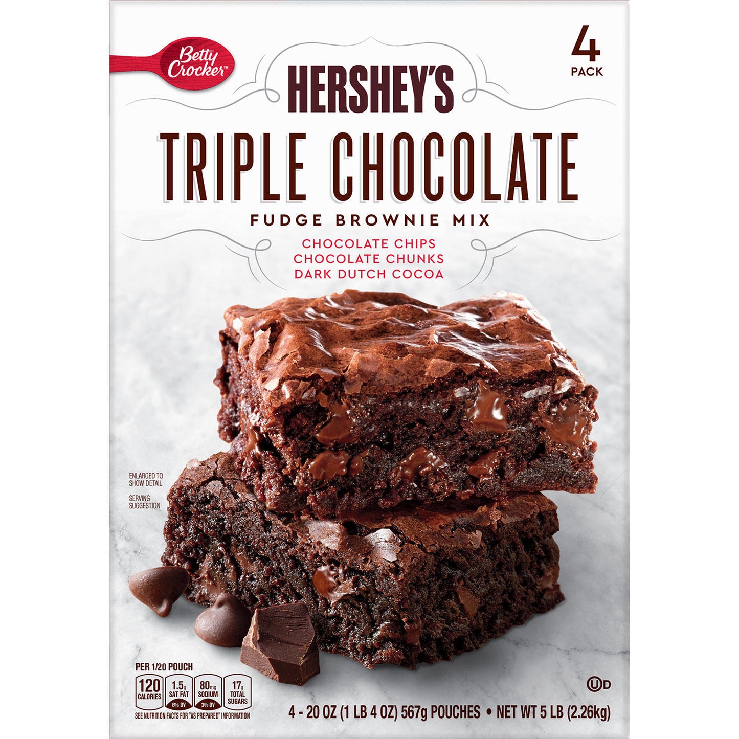 Betty Crocker Hershey’s Fudge Brownie Mix, Triple Chocolate (20 oz., 4 pk.)