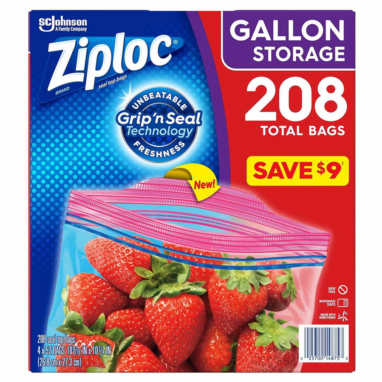 Ziploc Easy Open Tabs Storage Gallon Bags (208ct.)