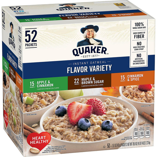 Quaker Instant Oatmeal Variety Pack (52 ct.)