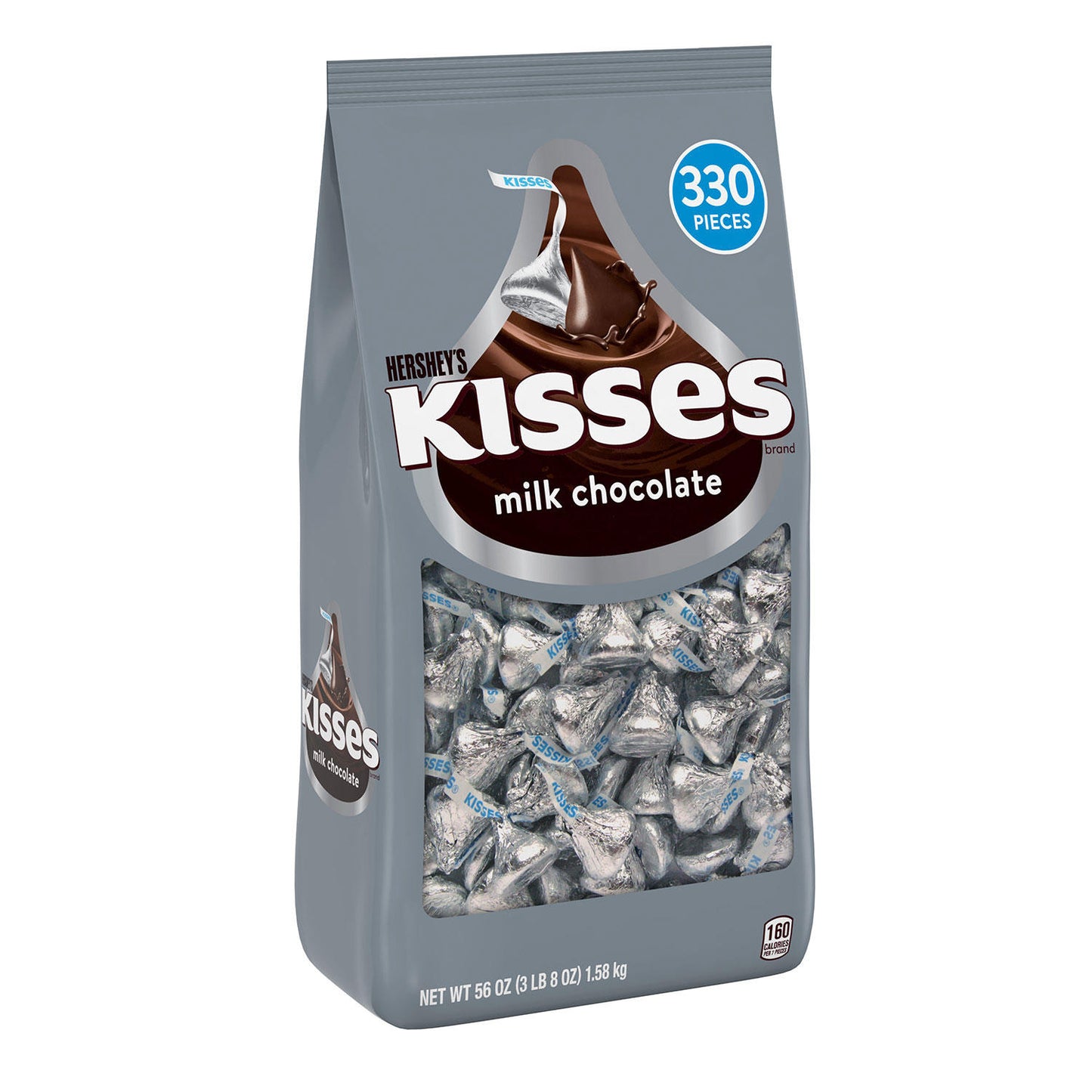 HERSHEY'S KISSES Milk Chocolate Candy, Individually Wrapped, Bulk Bag (56 oz., 330 pcs.)