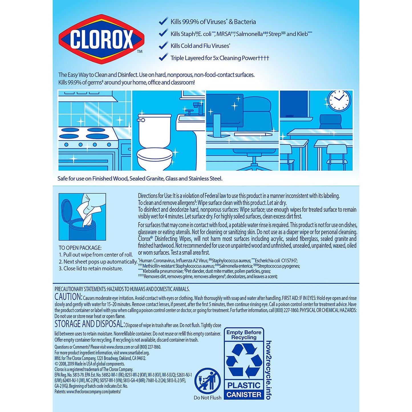 Clorox Disinfecting Bleach-Free Cleaning Wipes, Variety Pack (85 wipes/pk., 5 pk.)