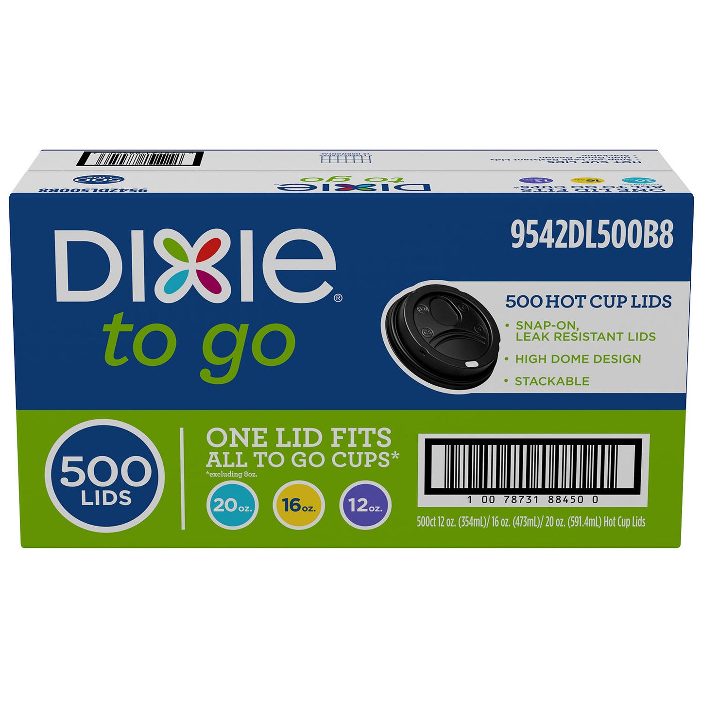 Dixie Sip-Through Dome Hot Drink Lids, Fits 12-20 oz. Cups, Black (500 ct.)