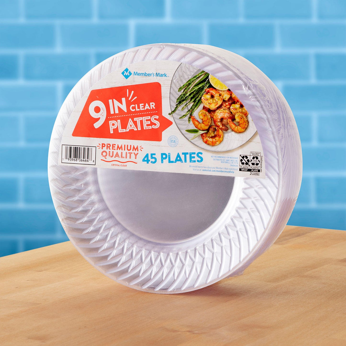 Member's Mark Clear Plastic Plates, 9" (45 ct.)