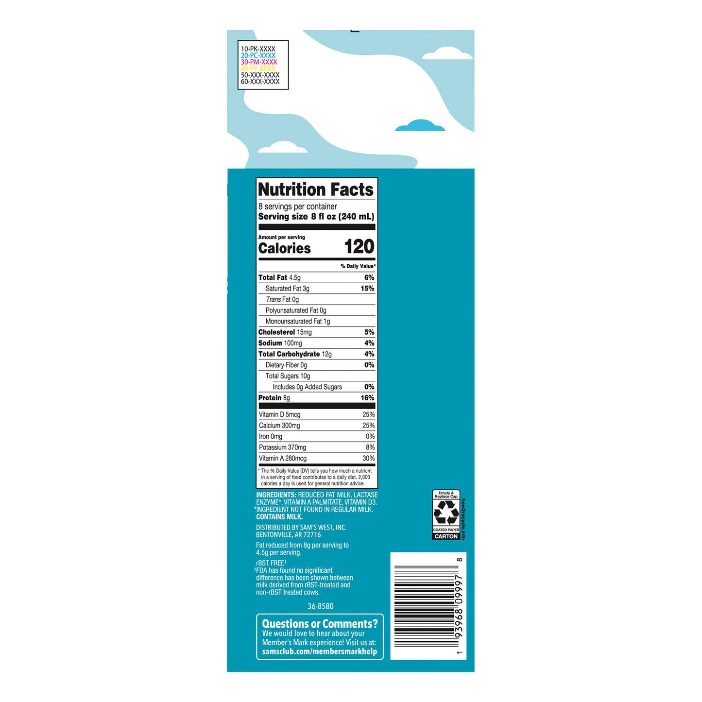 Member's Mark Lactose Free 2% Reduced Fat Milk (2 pk.)