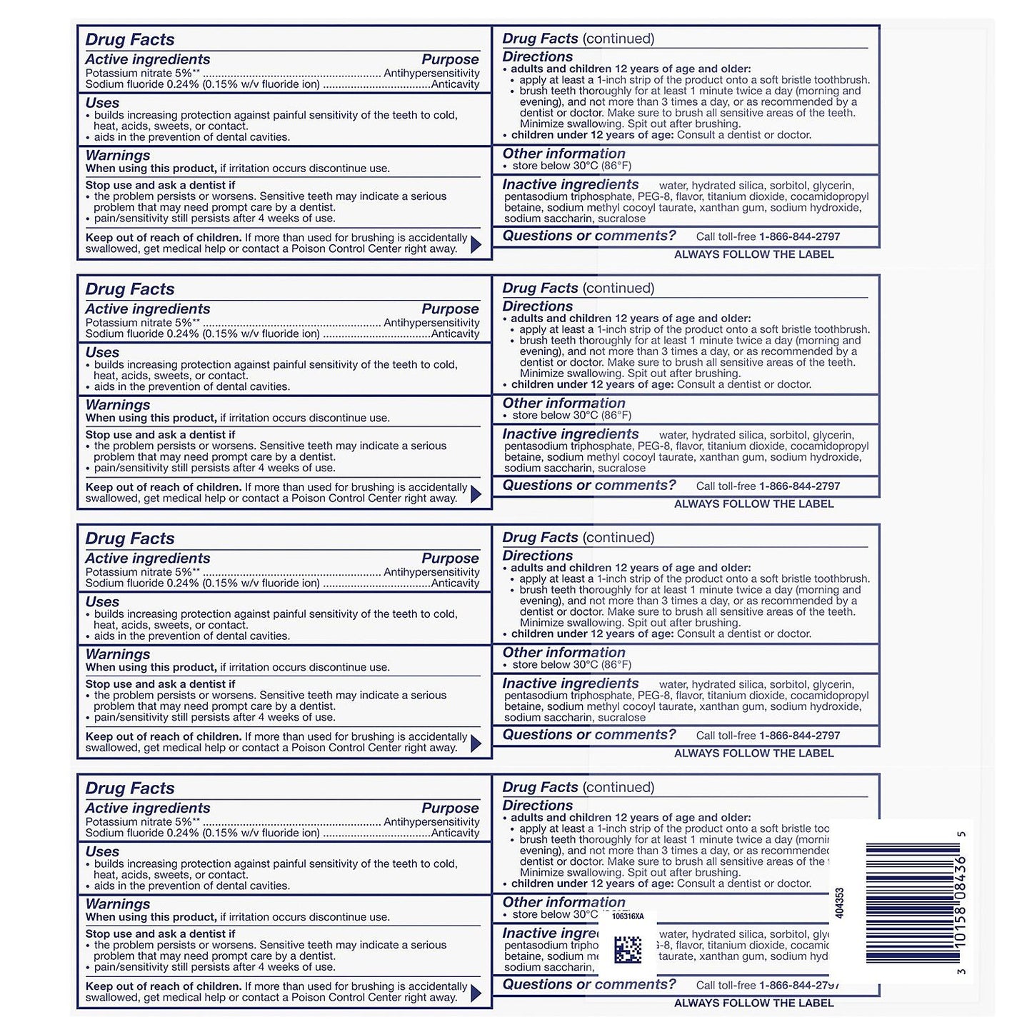Sensodyne Extra Whitening Toothpaste (6.5 oz., 4 pk.)