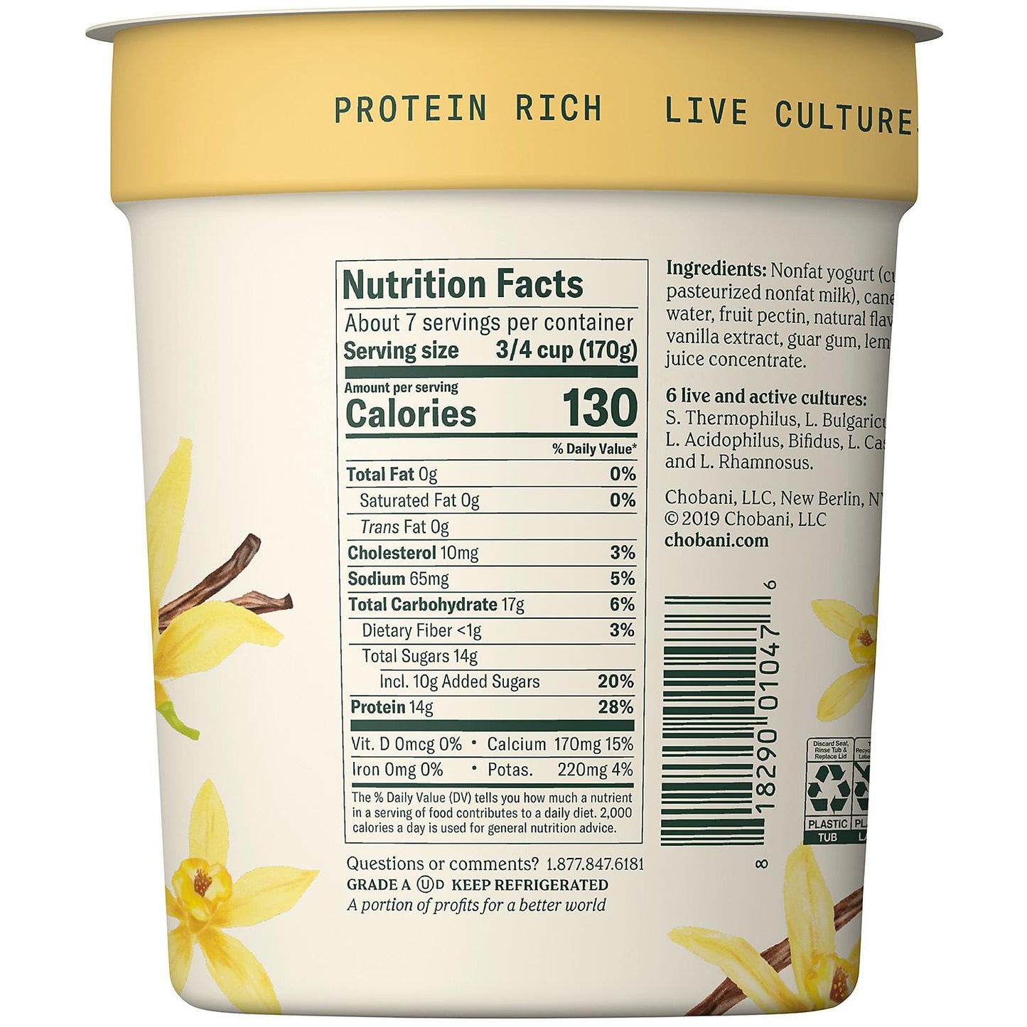 Chobani Vanilla Nonfat Greek Yogurt (40 oz.)