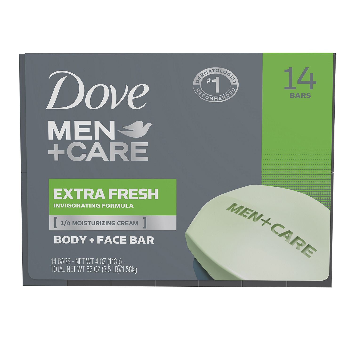 Dove Men+Care Body + Face Bar, Deep Clean - 4 pack, 4 oz bars