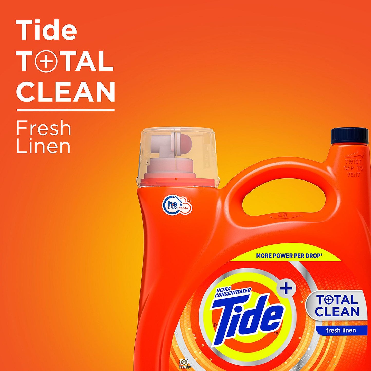 Tide Total Clean Ultra Concentrated Liquid Laundry Detergent, Fresh Linen (88 loads,150 fl oz.)