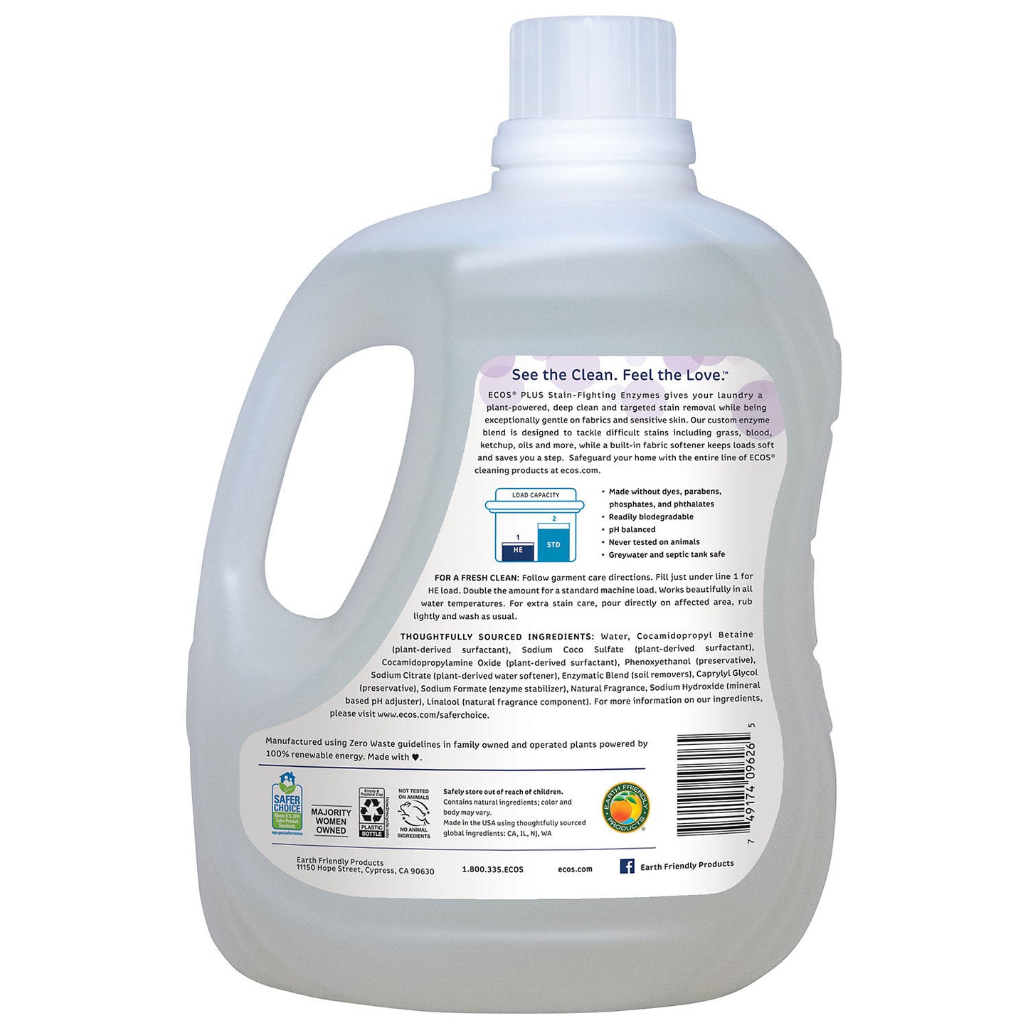 ECOS Hypoallergenic Liquid Laundry Detergent + Enzymes, Lavender Scent (230 loads, 210 fl. oz.)