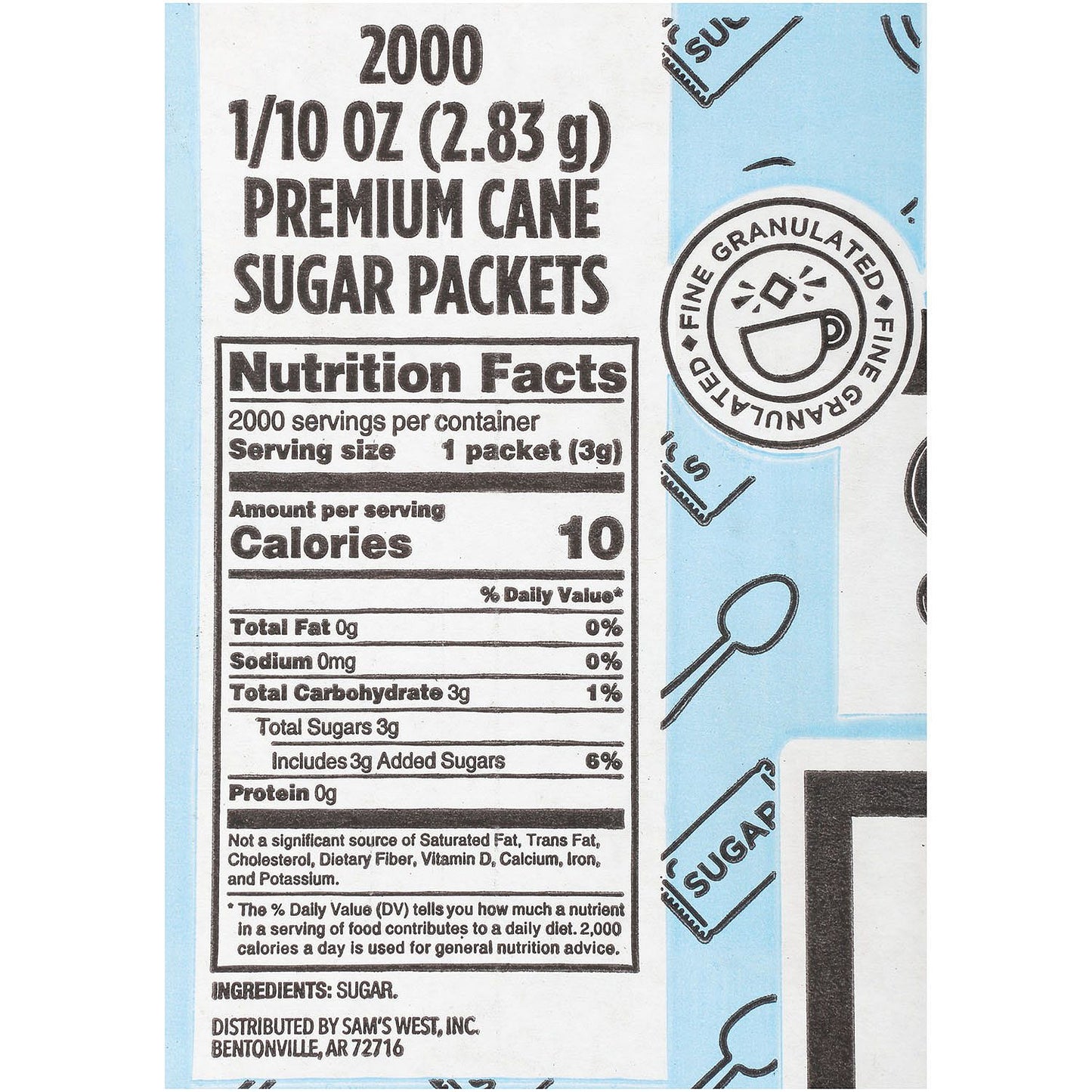 Premium Cane Sugar (2,000 packets, 12.5 lbs.)