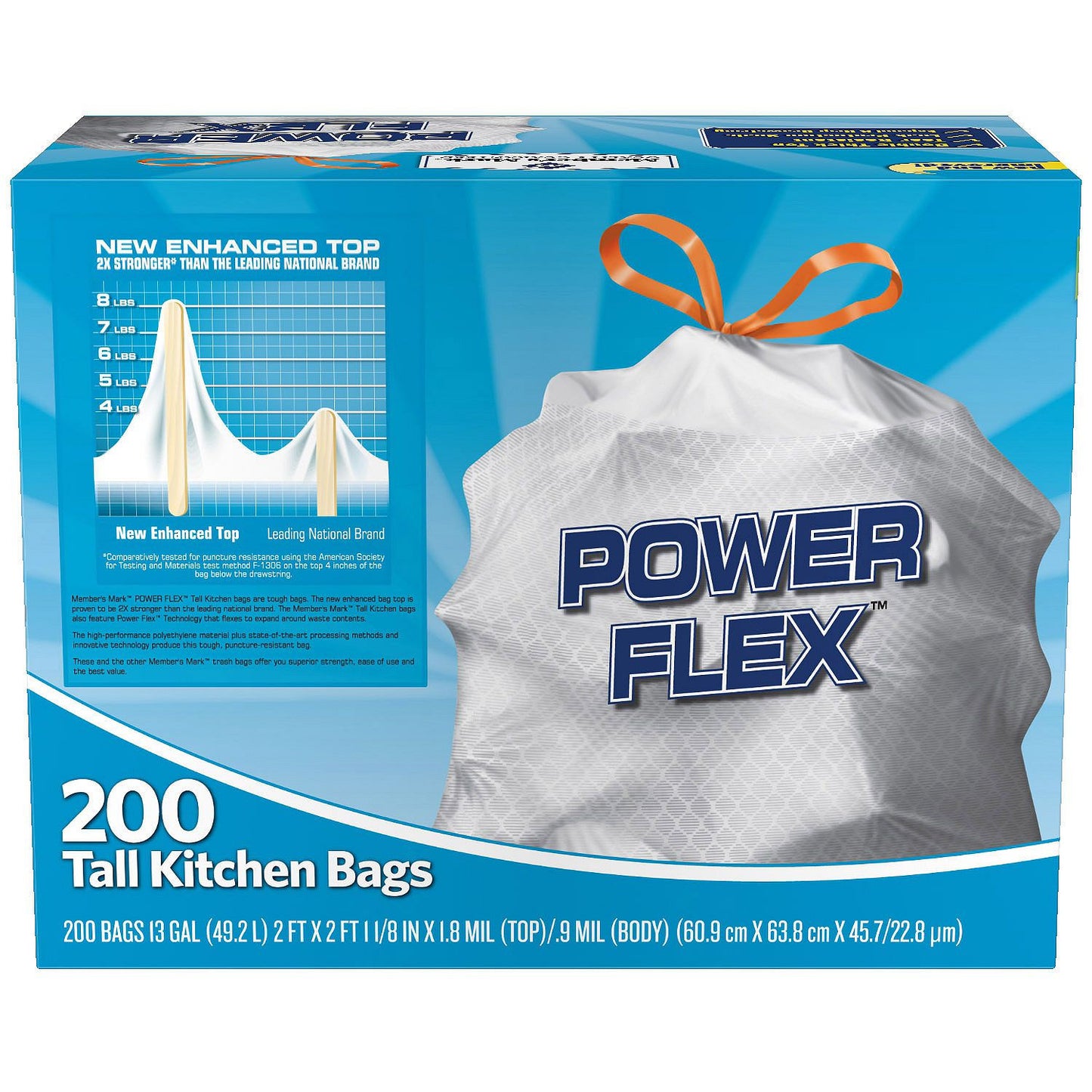 Power Flex Tall Kitchen Simple Fit Drawstring Bags (13 gal., 200 ct.)