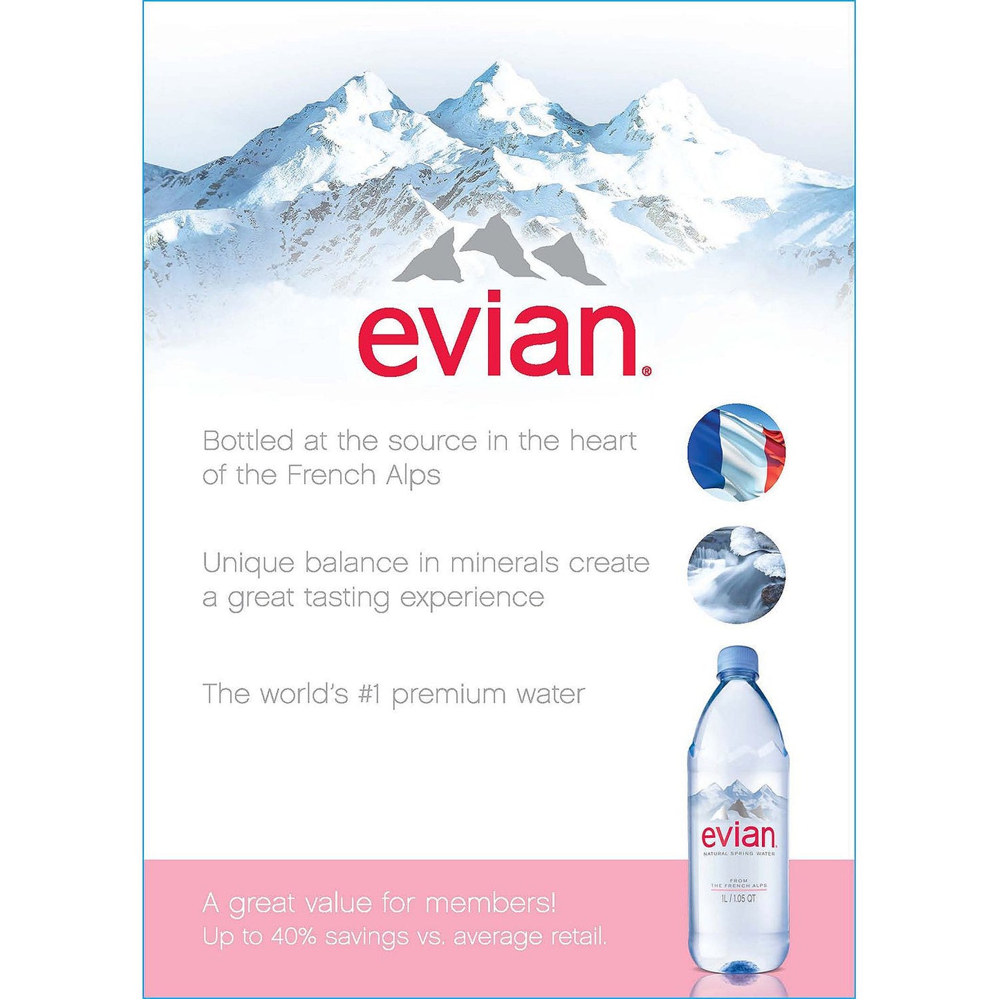Evian Natural Spring Water (1 L, 12 pk.)