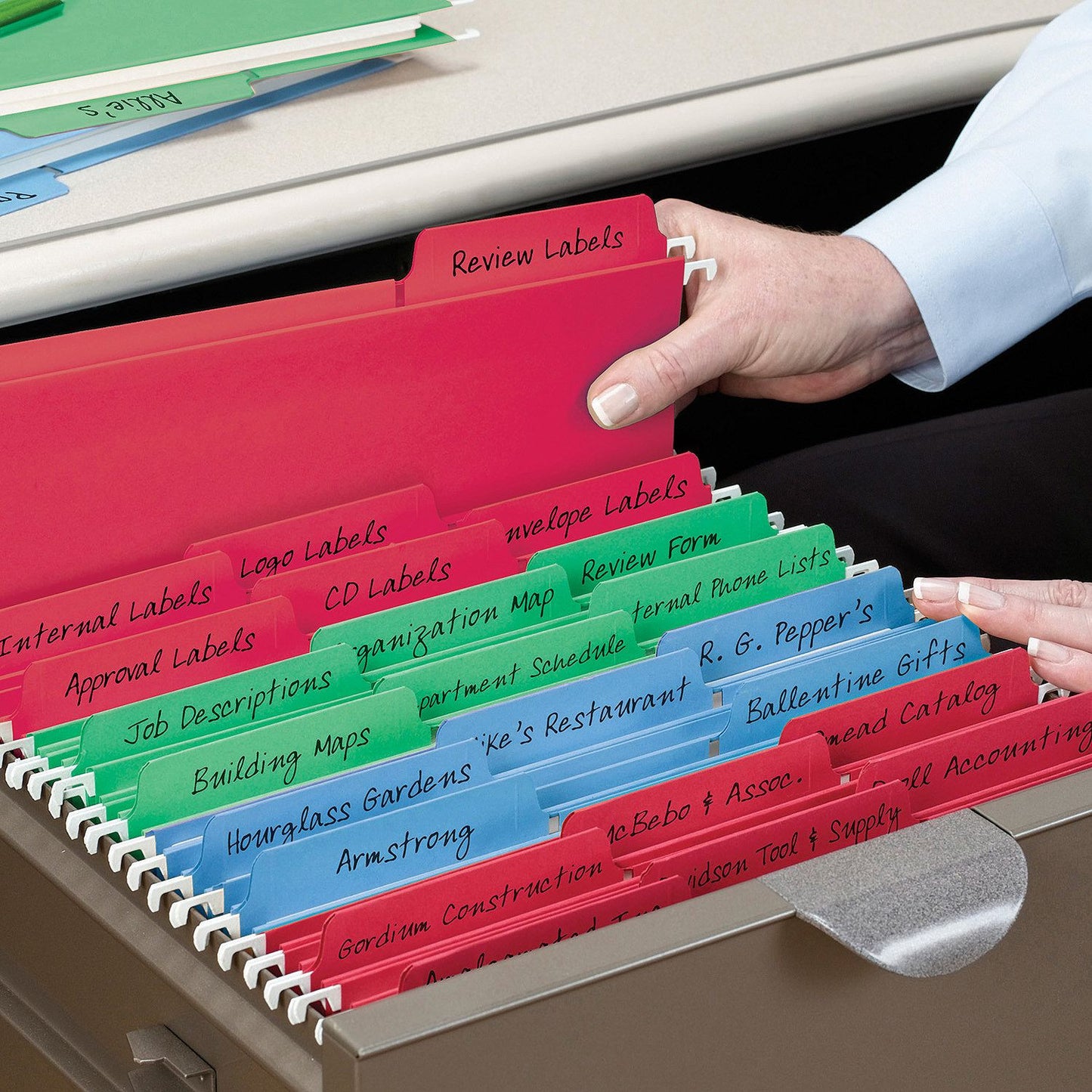 Smead 1/3 Cut Assorted Position FasTab® Hanging File Folder, Letter, Assorted Colors, 30ct.