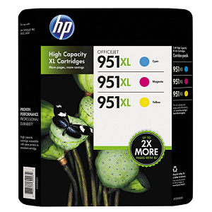 HP 951XL High Yield Original Ink Cartridge, Cyan/Magenta/Yellow (3 pk., 1,500 Page Yield)