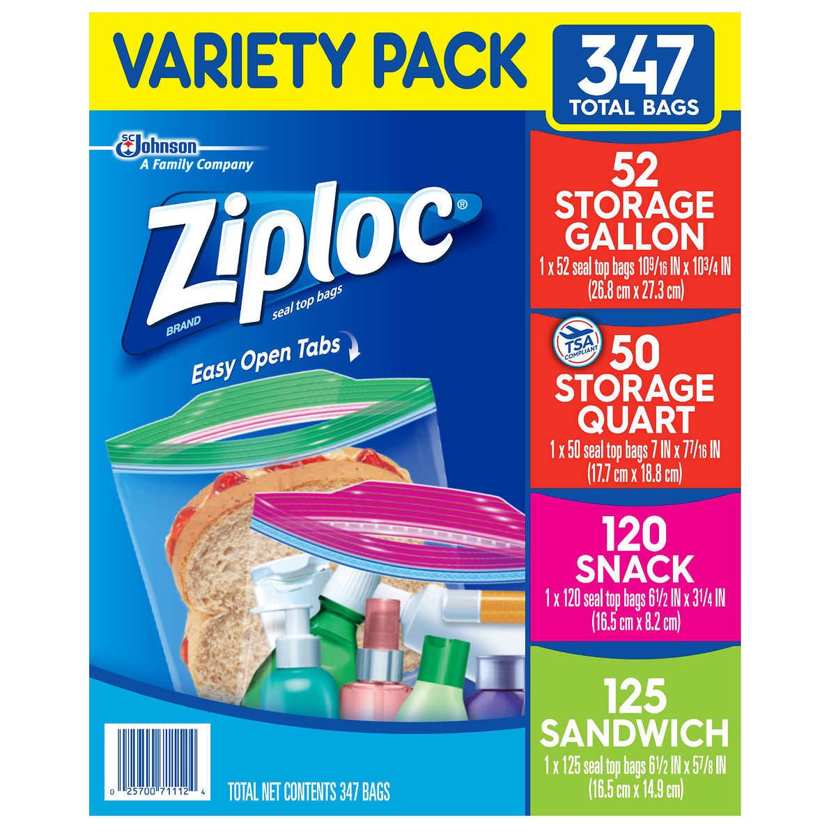 Double Zipper Seal Top Storage Bags, Gallon Sized