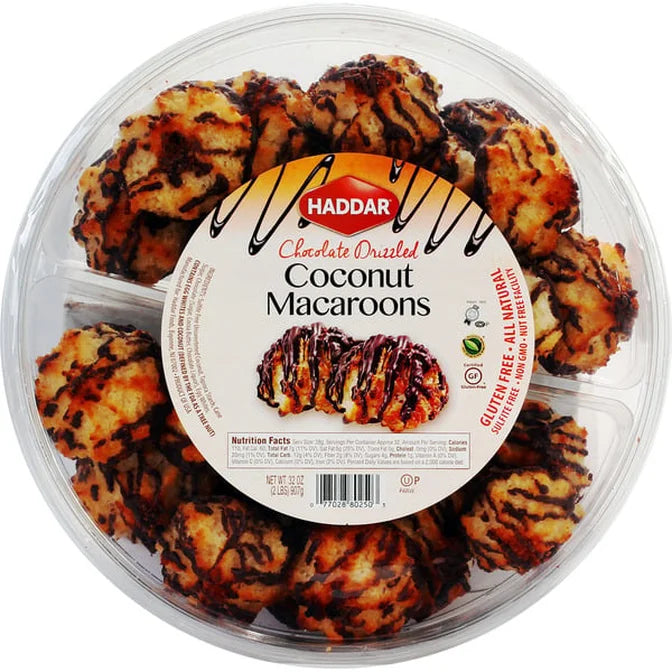 Haddar Chocolate Drizzled Coconut Macaroons (2 lb)