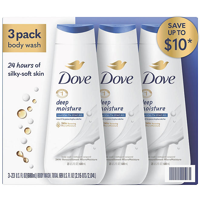 Dove Nourishing Body Wash, Deep Moisture (23 fl. oz., 3 pk.)