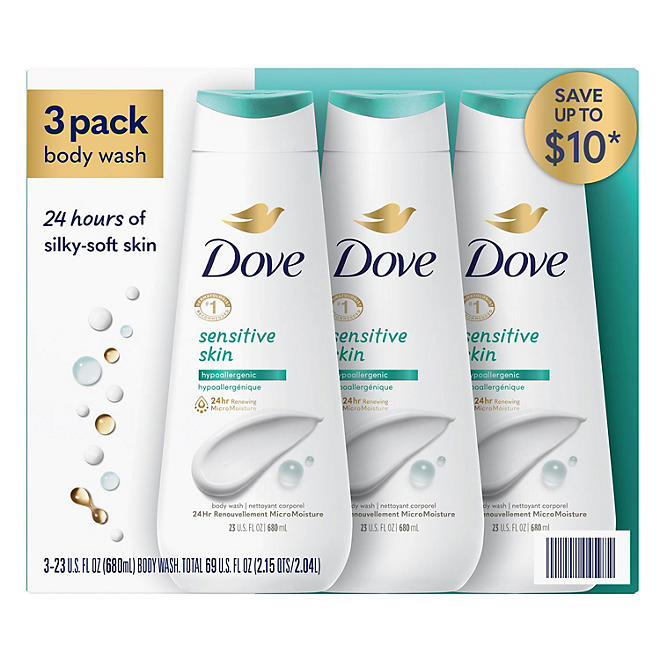 Dove Nourishing Body Wash, Sensitive Skin (23 fl. oz., 3 pk.)