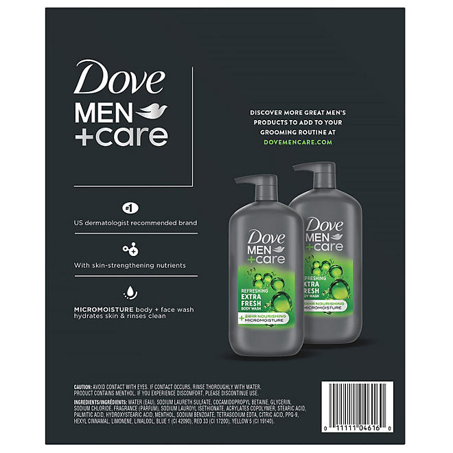 Dove Men+Care Body and Face Wash, Extra Fresh (30 fl. oz., 2 pk.)