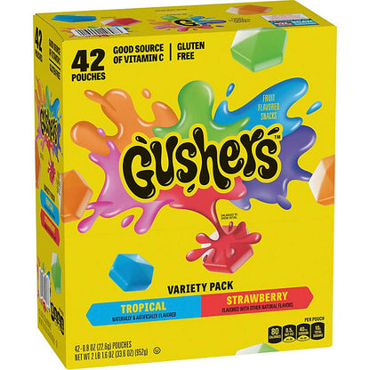 Fruit Gushers Variety Pack, Strawberry Splash and Tropical (42 ct.)