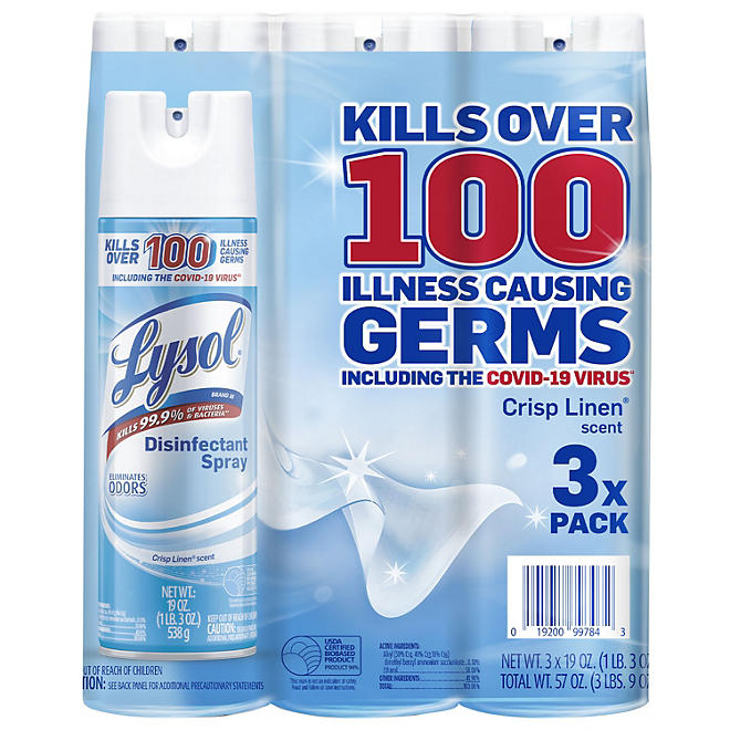 Lysol Disinfectant Spray, Crisp Linen Scent (19 oz., 3 pk.)