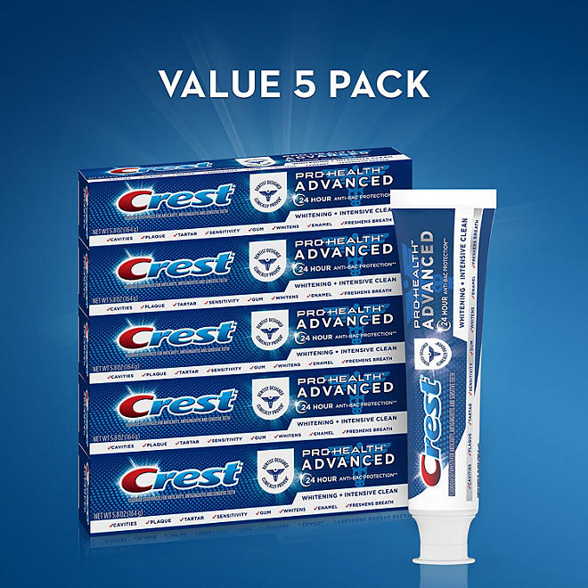 Crest Pro-Health Toothpaste, Advanced White for Teeth Whitening (5.8 oz., 5 pk.)