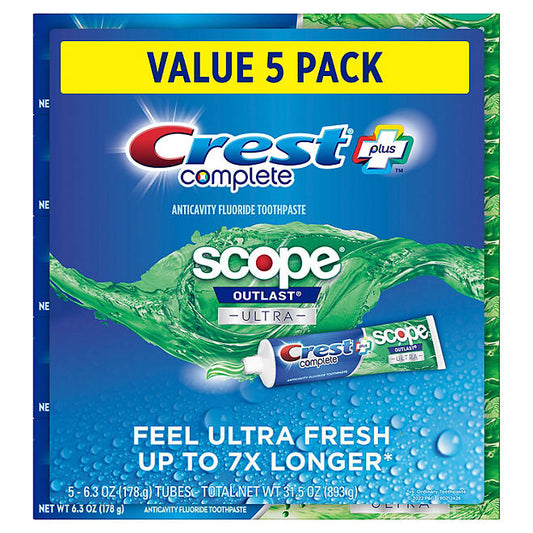 Crest Complete + Scope Outlast Ultra Toothpaste (6.3 oz., 5 pk.)