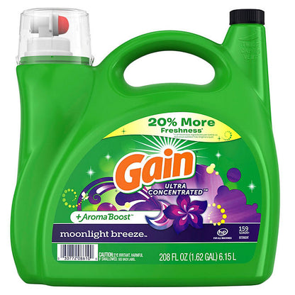 Gain Ultra Concentrated + Aroma Boost Laundry Detergent, Moonlight Breeze (208 fl. oz., 159 loads)