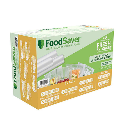 FoodSaver 28-Piece Vacuum Seal Rolls and Vacuum Seal Bags Multipack Set