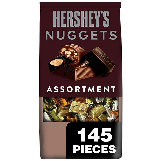 HERSHEY'S NUGGETS Milk and SPECIAL DARK Chocolate Flavors Assorted, Bulk, Individually Wrapped, Gluten Free Candy Bars Bulk Bag (52 oz., 145 pcs.)