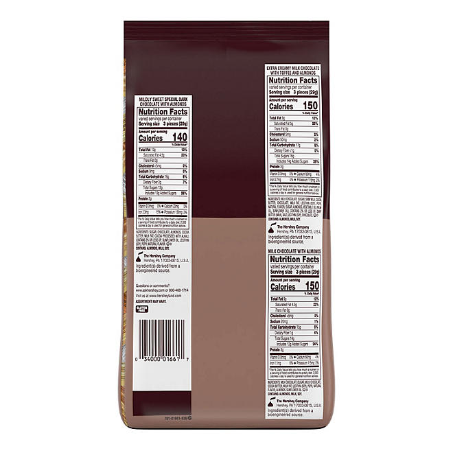 HERSHEY'S NUGGETS Milk and SPECIAL DARK Chocolate Flavors Assorted, Bulk, Individually Wrapped, Gluten Free Candy Bars Bulk Bag (52 oz., 145 pcs.)