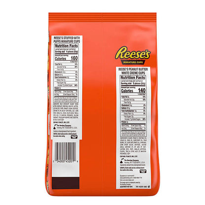 REESE'S Miniatures Chocolate and White Creme Peanut Butter Assortment Cups, Individually Wrapped, Bulk Candy Bag (52.1 oz.)