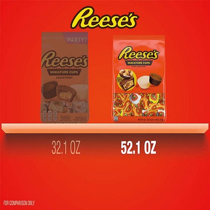 REESE'S Miniatures Chocolate and White Creme Peanut Butter Assortment Cups, Individually Wrapped, Bulk Candy Bag (52.1 oz.)