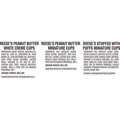 REESE'S Miniatures Chocolate and White Creme Peanut Butter Assortment Cups, Individually Wrapped, Bulk Candy Bag (52.1 oz.)