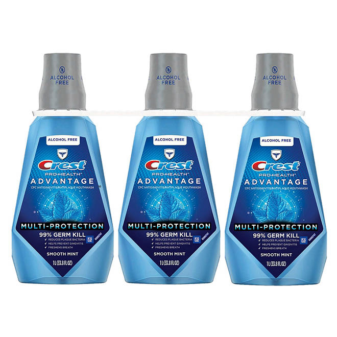 Crest Pro-Health Advantage Multi-Protection Mouthwash, Smooth Mint (33.8 fl. oz., 3 pk.)